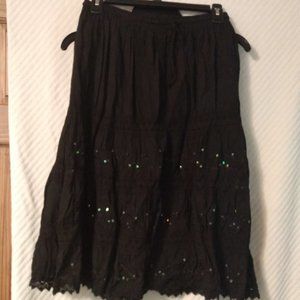 midi skirt lace sequins L, XL, 1X, 2X black